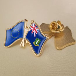 Broches Union Européenne Et Îles Vierges Britanniques Croisés Double Drapeaux D'amitié Broche Badges Épinglettes