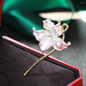 Brooches Evacandis Elegant Flower Brooch for Women Femmes 18k plaque d'or Lotus Pin multicolour Premium Jewelry Gift