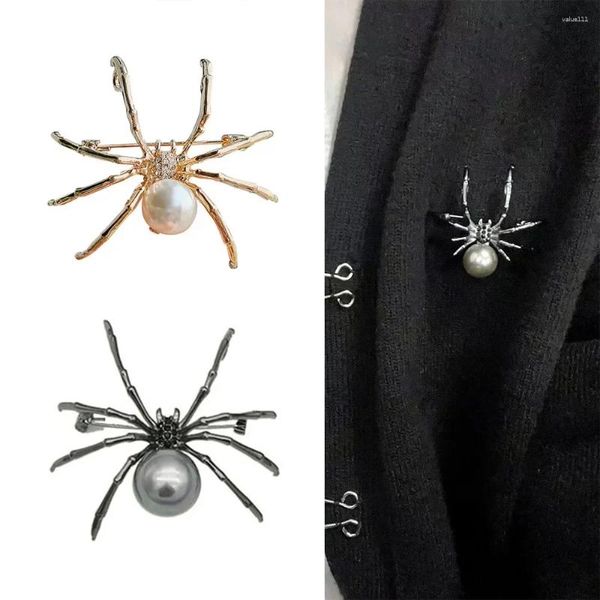 Broches exagérées noires blanc araignée créative broche hommes femmes vêtements de fête écharpe accessoires d'épingle cadeau