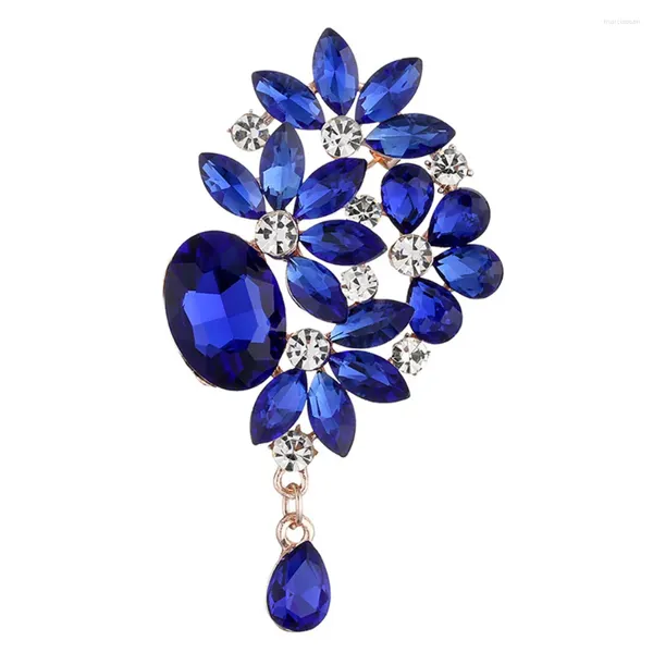 Broches en forme de larme de cristal pour femmes, couleurs bleues exquises, Bouquets de mariage, collier de luxe, broche pour manteau, accessoires pour vêtements