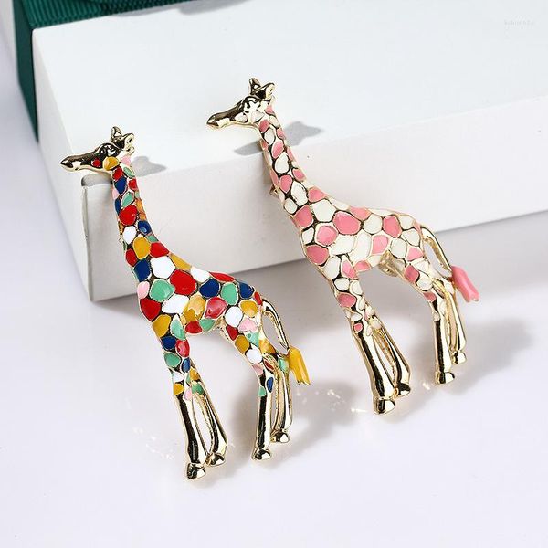 Broches exquise créativité émail girafe pour femmes mignon Animal broche broche bijoux de mode couleur or cadeau enfants