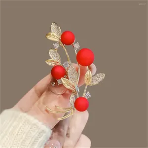 Broches Exquis luxe rouge Imitation perle fleur broche pour les femmes mode strass Bouquet broche mariage fête bijoux accessoires