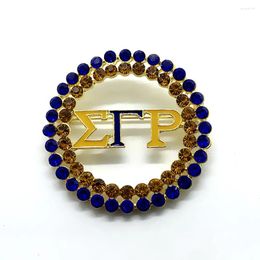 Broches Prachtige Strass Ingelegd Ronde Metalen Griekse Letter SIGMA GAMMA RHO Sorority Society Sieraden Broche