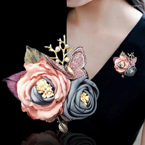 Broches Broche De Flor De Tela Perla Mariposa Pin De Solapa Y Cárdigan De Lujo Bufanda Hebilla Ramillete Para Mujer Accesorios