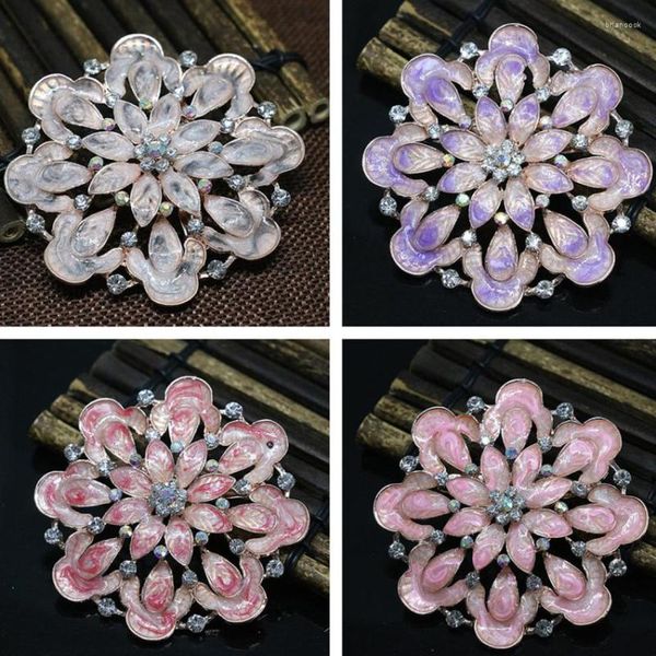 Broches sortie d'usine grande fleur ronde broches 8 couleurs perles de cristal 70mm breloques femmes mode fête vêtements cadeau bijoux C