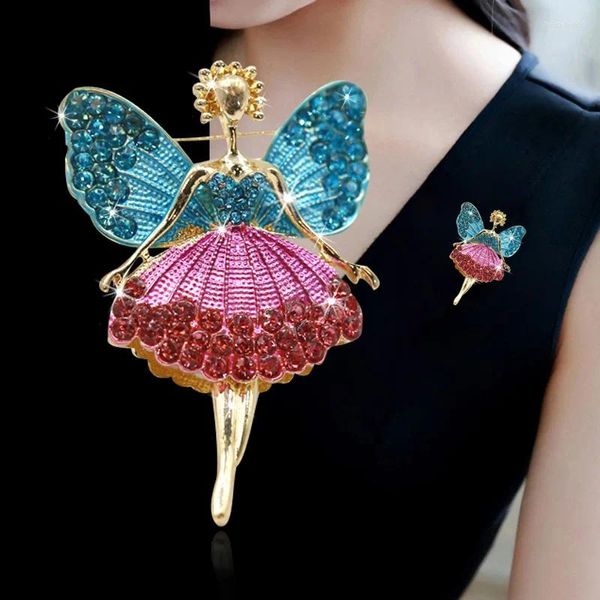 Broches de hadas y ángeles para niñas, accesorios de solapa con alas de diamantes de imitación brillantes para bailarina de Ballet, alfileres, joyería para fiesta y boda