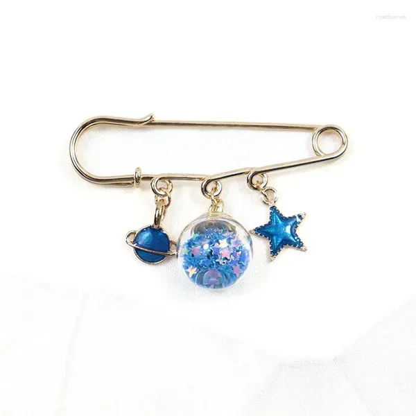 Broches Fantasy Starry Planet Brooch Redonde Glass Stars Pendants Joyas Ropa para mujeres Pins de seguridad Decoraciones de sombrero Hebilla