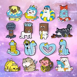 Broches en émail dur pour animaux, broches personnalisées, serpent, chat, chien, ours polaire, singe, licorne, poulpe, taupe, Badge à revers, bijoux cadeau