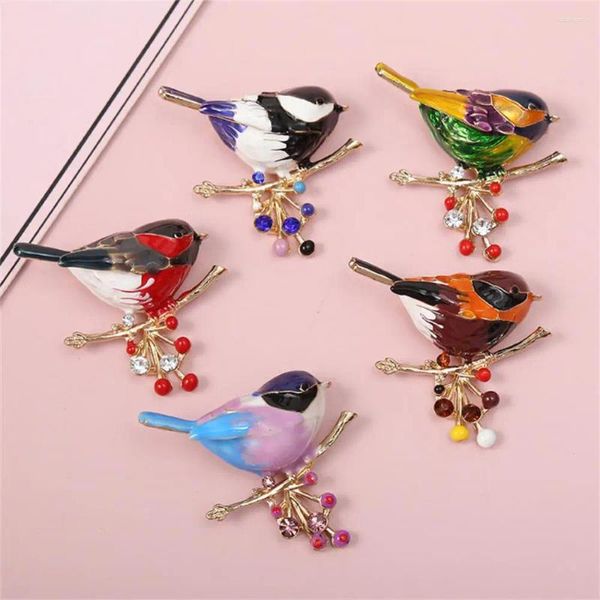 Broches mode oiseau broche broches multicolore émail strass Animal pour femmes écharpe costume Badges année bijoux de noël