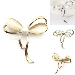 Broches mode nœud Imitation perle Simple nœud papillon pince broche pour femmes robe châle B003