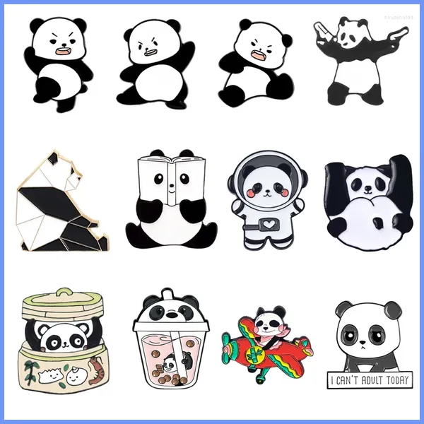Broches mode dessin animé Panda métal émail broche pilote astronaute Badge à la mode charme revers sac à dos bijoux cadeau pour enfants amis