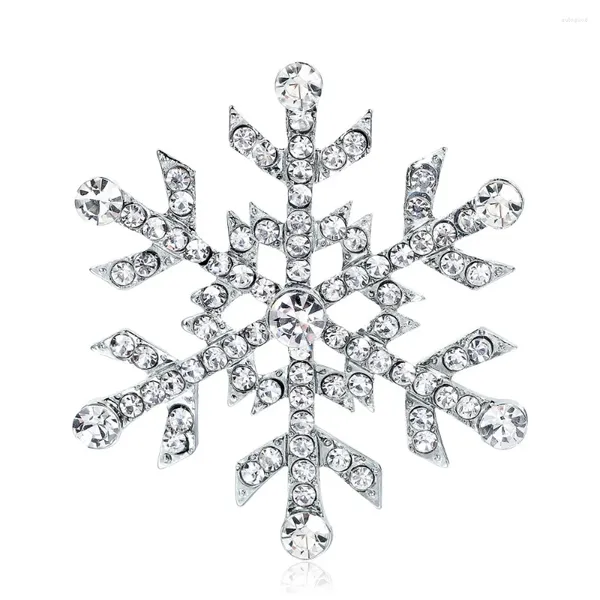 Broches flocon de neige de noël pour femmes et hommes, strass, fleur, accessoires pour robe, manteau, bijoux cadeaux