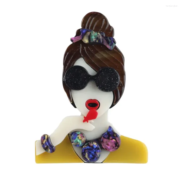 Broches mode mignon fille sifflet Broche acrylique pour femmes coloré