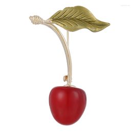 Broches Mode Druppel Olie Geel Kers Fruit Broche 2-kleur Voor Vrouwen Legering Fruit Casual Bruiloften Pins Geschenken