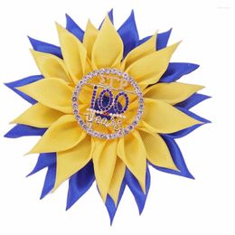 Brooches Fashion Drop Solid Jaune Bleu Satin Fabric Ribbon Sun Sun Flower Corsage Greek Leters Sigma Gamma Rho Pin Brooch For Women