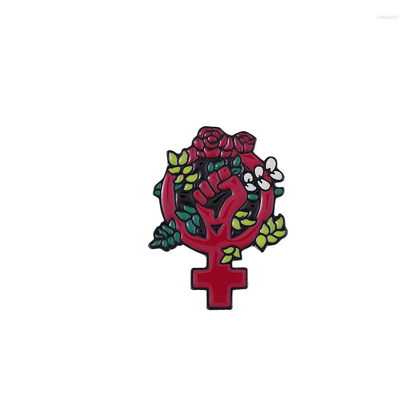 Brooches Fashion Fist Flower Email Brooch Cross Female Gesture Pin Gothic Badge Bijoux Accessoires en cadeau pour les amis