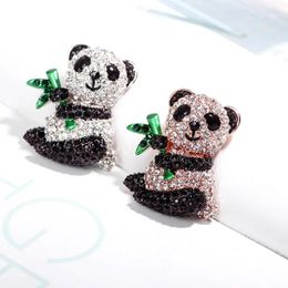 Broches mode tenant bambou cristal Panda pour femmes vêtements élégant strass broche décontracté bureau bijoux cadeau