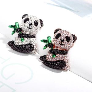 Broches mode tenant bambou cristal Panda pour femmes vêtements élégant strass broche décontracté bureau bijoux cadeau