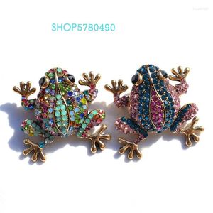 Broches bijoux à la mode, mélange de couleurs strass grenouille, broche mignonne pour femmes, épingle Anti-or, vêtements décontractés pour filles, accessoires cadeaux