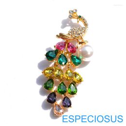 Broches bijoux à la mode strass paon couleur or broche girafe en cristal ornements pour femmes mélange de perles pardessus vêtement