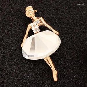 Broches en métal et verre pour femmes, bijoux à la mode, vente en gros, tempérament Ballet fille, dessin animé, métal, verre, cristal, 2024