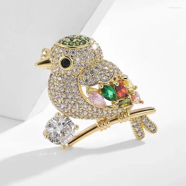 Broches Mode beaux oiseaux broche pour femmes perle strass brillant animaux Badges bijoux manteau robe épinglettes cadeaux de fête de mariage