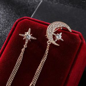 Brooches Fashion Moon Star for Men Women Women Luxury Luxury Shiny Tassel Pins Couple Accessoires Bijoux Banquet Banquet Decoration Party Gift