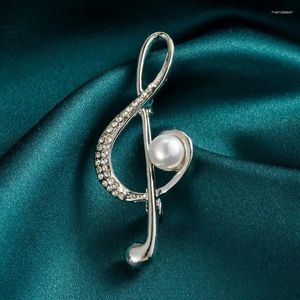 Brooches Fashion Music Note Brooch Dilate Rhingestone Pearl Pin Corsage Coat Bijoux Accessoires pour femmes Gift Men Party