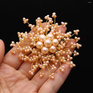 Broches mode naturel perle d'eau douce broche Bouquet broches élégant brillant fleur broche pour femmes bijoux cadeau 80x80mm