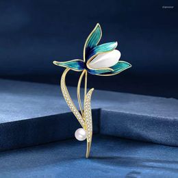 Broches mode opaal steen magnolia bloembroche pin kleding accessoires verjaardag cadeau voor vrouwen strass.