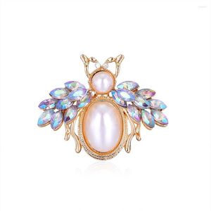 Broches mode perle abeille broche métal couleur strass chemise costume col épinglettes accessoires bijoux de noël pour hommes femmes