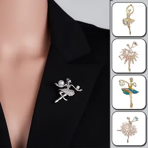 Broches mode strass mignon danse fille cristal Ballet danseur broche broches pour femmes mariage Corsage accessoires bijoux