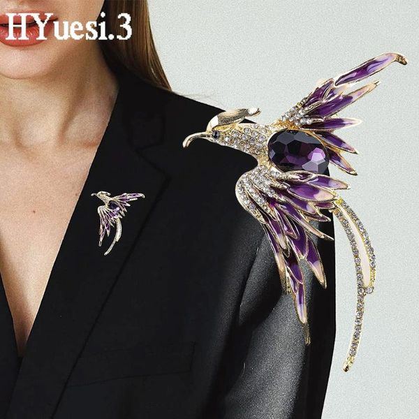 Broches de moda con diamantes de imitación de Fénix, cristal ostentoso, broche con forma de Animal, alfileres para mujer, accesorios de ropa para mujer