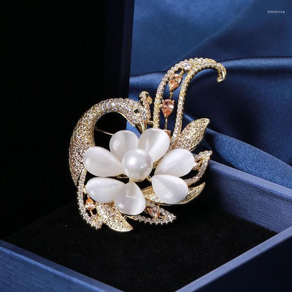 Broches mode tempérament opale Phoenix broche Style chinois cubique Zircon paon broche pour femmes vêtements accessoires châle
