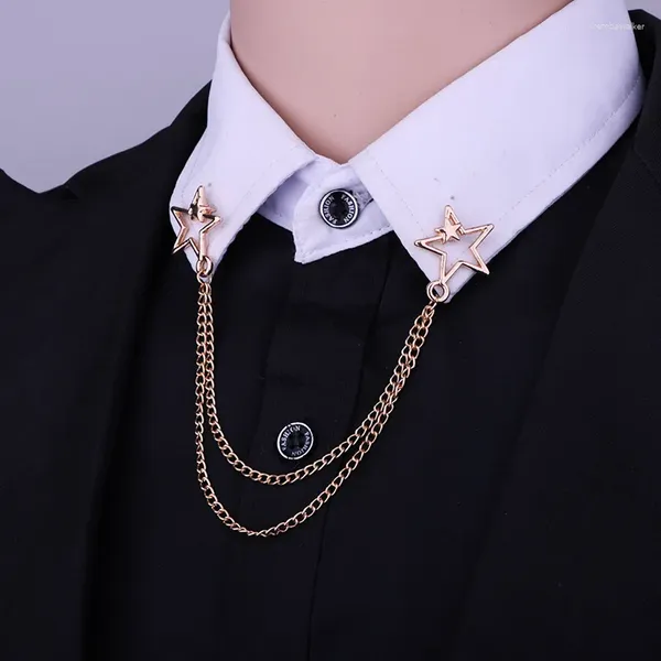 Brooches Fashion Trendy Chain Tassel Personnalized Coupted Fived Star Men's Shirt's Shirt Coroch Accessoires en gros