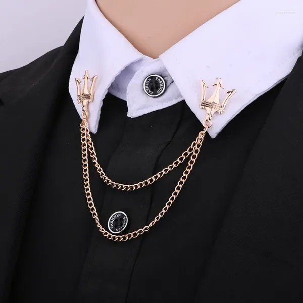 Brooches Fashion Polyme de l'homme Pin à revers Chaîne Tassel Brooch's Suit's Shirt Collar Needle Buckle Wholesale