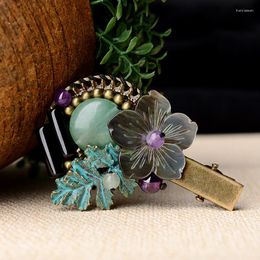 Broches mode Vintage gris coquille fleurs broche violet cristal ethnique papillon broches Bronze arbre