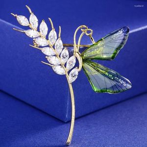 Brooches Fashion Wheat Spike Dragonfly Butterfly Zircon Brooch Elegant Creative Dance Flying Clothing Pins Accessoires