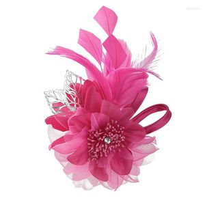 Broches Mode femmes plume tissu dentelle fleur broches broche bijoux faits à la main pour dame accessoires de cheveux à la mode fête spectacle décoration