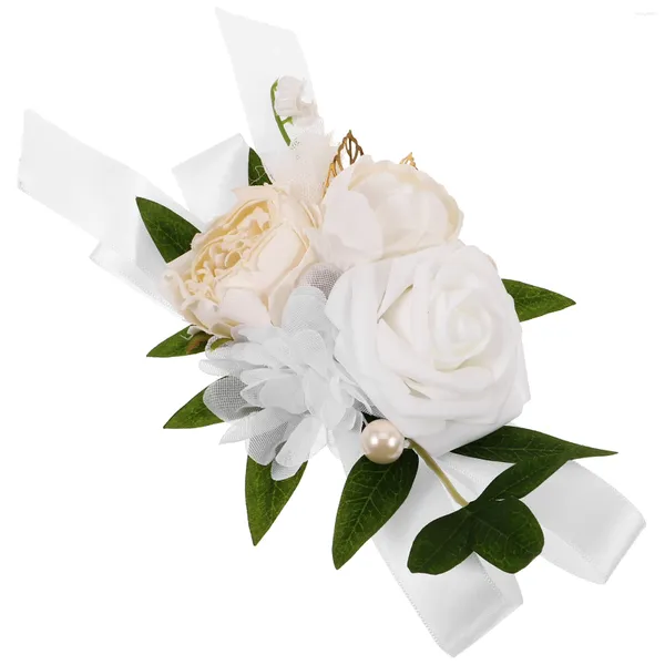 Broches Faux Rose Corsage fleur décorative soie artificielle fête demoiselles d'honneur boutonnière de mariage