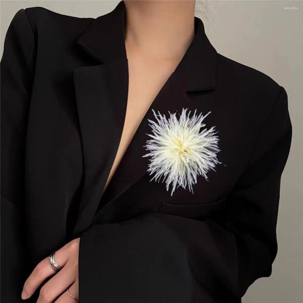 Broches Broche en plumes avec Texture naturelle et Clip, épingle artisanale Unique pour femmes et filles, Blazer, vêtements, robe, écharpe, chapeau, décor