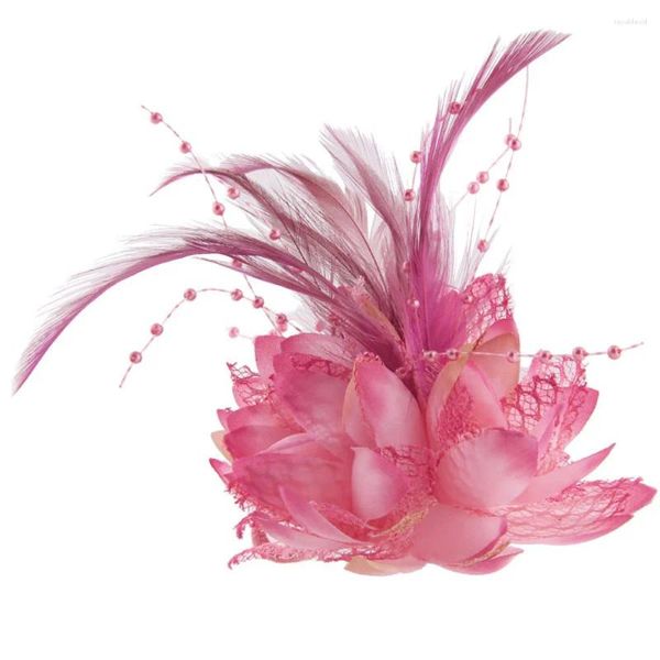 Broches plume fleur broche pour femmes accessoires de cheveux pince Cocktail chapeau de mariage poignet Corsages chapeaux en gros