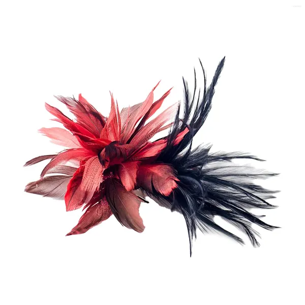 Broches plume fleur broche Vintage broche bijoux pour femmes danse Banquet robe costume Cocktail thé fête