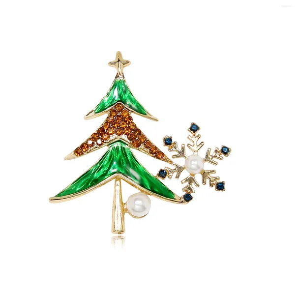 Broches Mujer Árbol De Navidad Broche De Copo De Nieve Alfileres Aleación Simple Mantón Perla Decoración Hebilla Para La Fabricación De Joyas Bolsas De Ropa