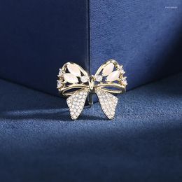 Spille moda femminile cristallo carino bowknot per le donne lusso oro giallo colore zircone pietra spilla spilla da balia