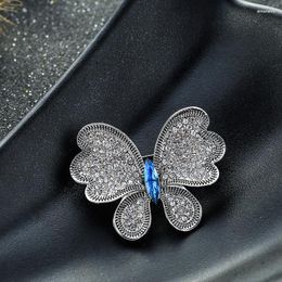 Broches femelle Simple cristal blanc mignon papillon pour les femmes de luxe or argent couleur Zircon alliage Animal broche épingles de sûreté