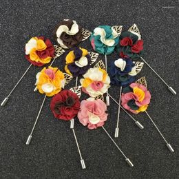 Broches Flower boutonniere stokgoudgoud broche pin voor mannen dames handgemaakte feestpak decoratie sieraden accessoires
