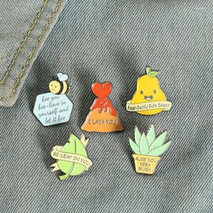 Broches amusantes en émail pour Homophone, plante personnalisée I LAVA YOU, bannière, Badge à revers, sac à vêtements, bijoux à la mode, cadeau