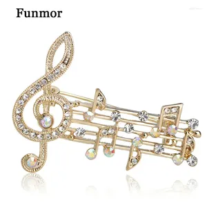 Broches Funmor nota musical grande para mujer, bufanda de cristal austriaco, Clips para abrigo, alfileres, icono, joyería, vestido de fiesta, decoración