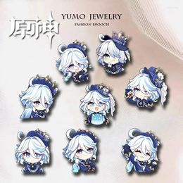 Broches Furina Focalors Fontaine Badges broches Anime Genshin Impact femmes broche créative Cosplay Figure pour sac accessoire cadeaux